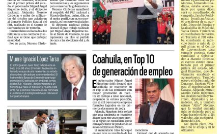 Portada RCG Carbonífera [12 de marzo de 2023] Manolo Jiménez rinde protesta como candidato; ante próximos comicios sesiona Comisión de Blindaje Electoral en Coahuila y más…
