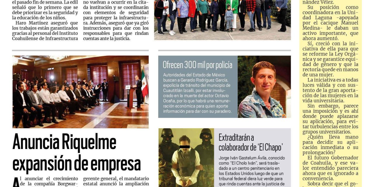 Portada RCG Carbonifera [15 de marzo de 2023] Inician reposición de cableado en kínder; Mujeres se activan en torneo y más…