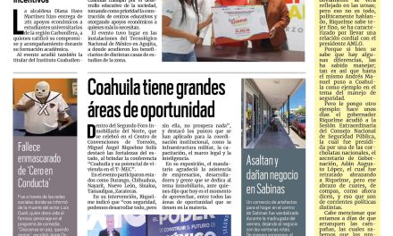 Portada Región Carbonífera [25 de marzo de 2023] Llegan becas para jóvenes en Sabinas; Incrementan casos de depresión en la Carbonífera y más…