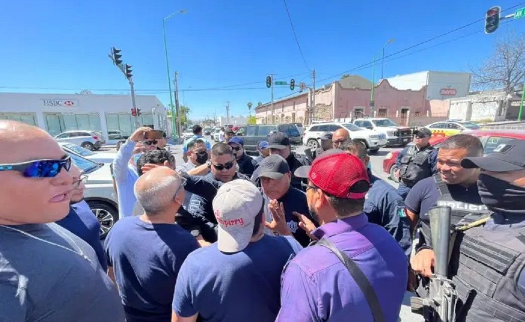 Conductores de InDriver y DiDi protestan en Frontera