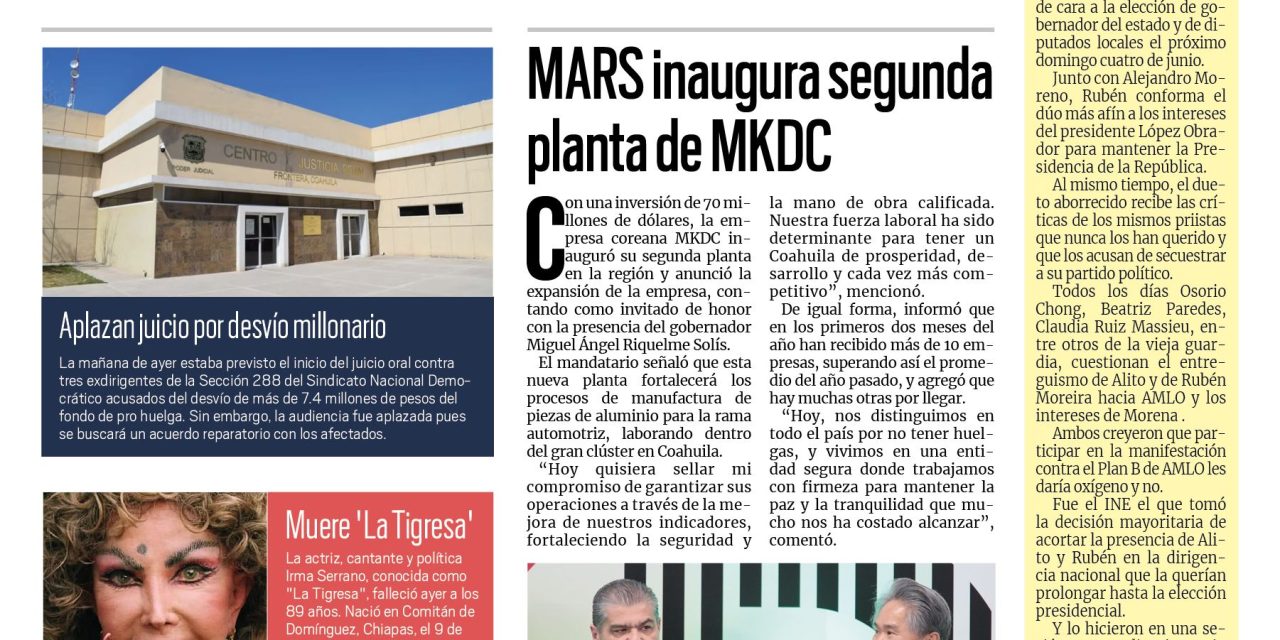 Portada RCG Centro [2 de marzo de 2023] Concretan venta de AHMSA; Sindicato Minero pone en aprietos a la acerera y más