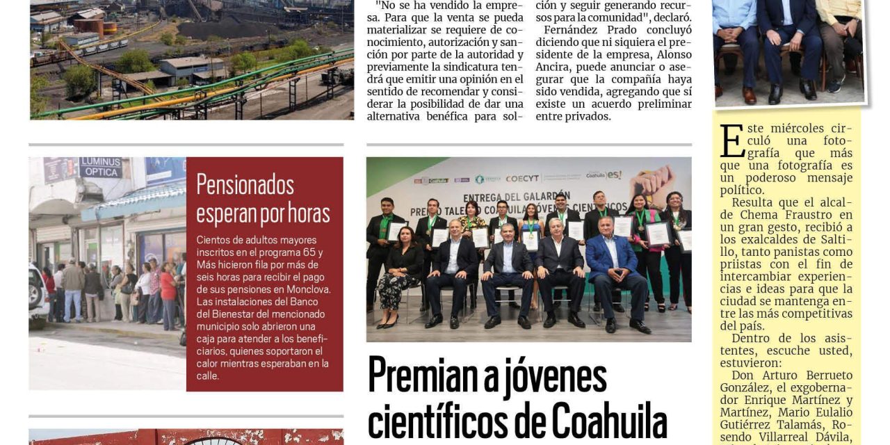 Portada RCG Centro [11 de marzo de 2023] Niegan que esté lista la venta de AHMSA; Mantiene plan de modernización del transporte y más…