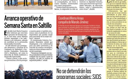 Portada RCG Media [31 de marzo de 2023] ‘Los derechos humanos de los migrantes son prioridad’; arranca operativo de Semana Santa en Saltillo y más…