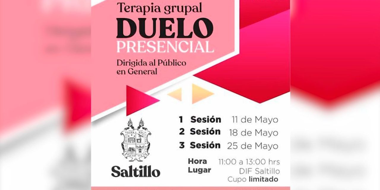 Brindará DIF Saltillo terapias grupales de duelo