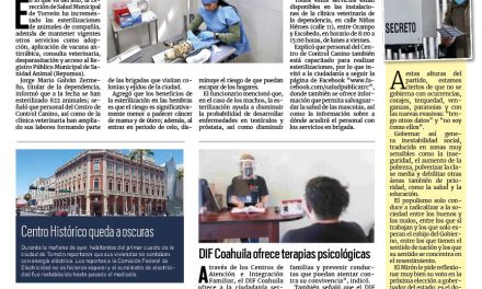 Portada RCG Lagunera [10 de abril de 2023] Refuerza Torreón  esterilizaciones; ofrecen curso sobre la historia del deporte y más…