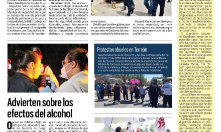 Portada RCG Lagunera [16 de abril de 2023] Supervisan avances de interconexión de C2 con el C4; advierten sobre los efectos del alcohol  y más…