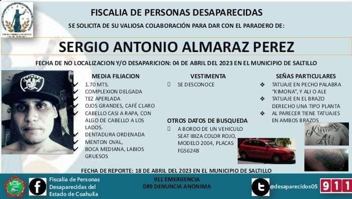 Desaparece ciudadano  en Saltillo a bordo de su vehículo