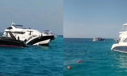 Video: Se hunde yate en Isla Mujeres con 15 personas arriba