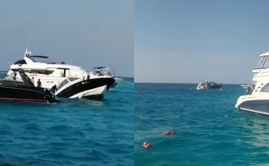 Video: Se hunde yate en Isla Mujeres con 15 personas arriba