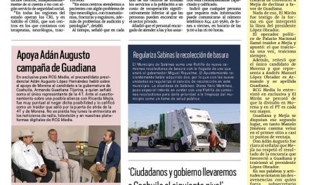 Portada RCG Carbonífera [15 de mayo de 2023] DIF Coahuila brinda terapia física; muere ahogada en el río El Coyote y más…