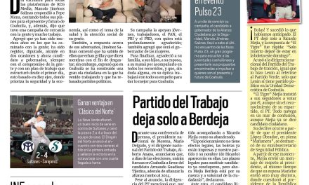 Portada RCG Carbonífera [31 de mayo de 2023] Coahuila va pa’delante: Manolo Jiménez; viudas de Pasta de Conchos encaran a autoridades y más…