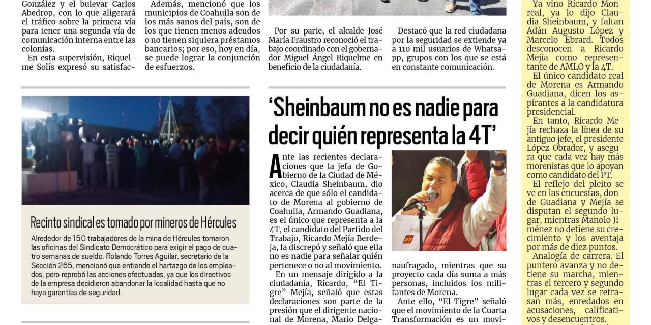 Portada RCG Centro [10 de mayo de 2023] Supervisan Riquelme y Fraustro rehabilitación de pavimento; dos mujeres atentan contra sus vidas y más…