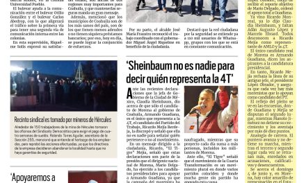 Portada RCG Centro [10 de mayo de 2023] Supervisan Riquelme y Fraustro rehabilitación de pavimento; dos mujeres atentan contra sus vidas y más…