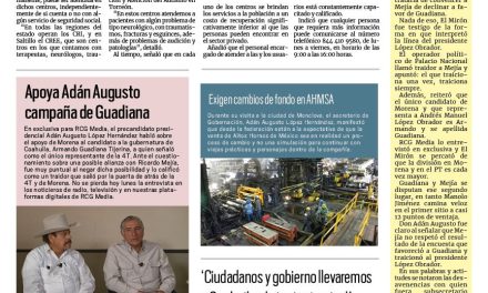 Portada RCG Centro [15 de mayo de 2023] DIF Coahuila brinda terapia física; obreros de AHMSA podrán buscar otros ingresos y más…