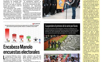 Portada RCG Lagunera [27 de mayo de 2023] Reitera MARS respaldo a universitarios; se integra personal de La Ola a labores de limpieza y más…