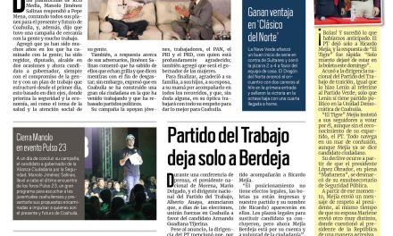 Portada RCG Lagunera [31 de mayo de 2023] Coahuila va pa’delante: Manolo Jiménez; realizan sesión del Implan y más…