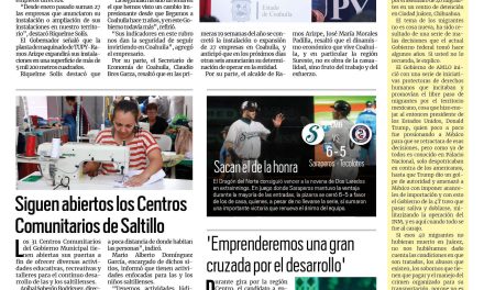 Portada RCG Media [12 de mayo de 2023] Anuncia MARS expansión de TUPY-Ramos Arizpe; siguen abiertos los Centros Comunitarios de Saltillo y más…
