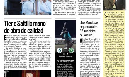 Portada RCG Media [19 de mayo de 2023] Reconoce MARS al personal de salud de Coahuila; tiene Saltillo mano de obra de calidad y más…