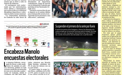 Portada RCG Media [27 de mayo de 2023] Reitera MARS respaldo a universitarios; encabeza Manolo encuestas electorales y más…