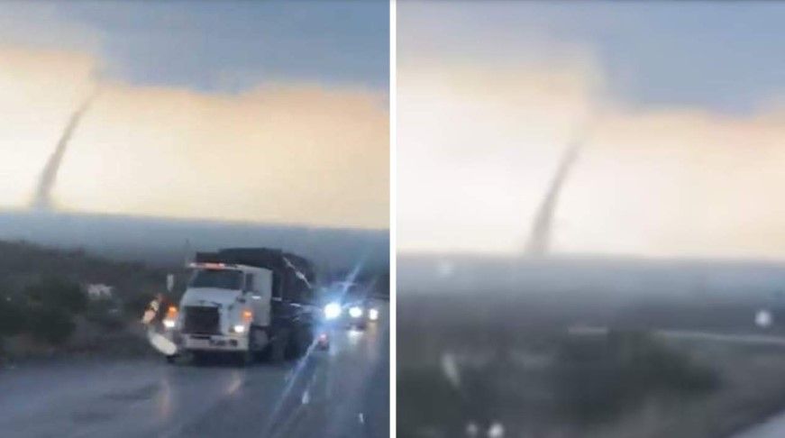 Video: Impresionante tornado en carretera de Coahuila sorprende a conductores