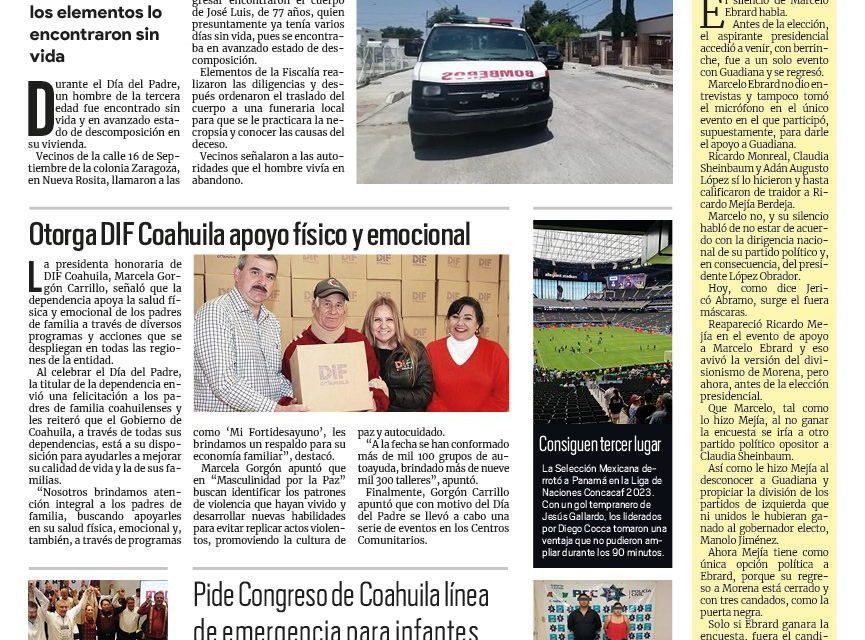Portada RCG Carbonífera [19 de junio de 2023] Hallan muerto a hombre de la tercera edad; señalan acoso a productores de carbón en la región y más…