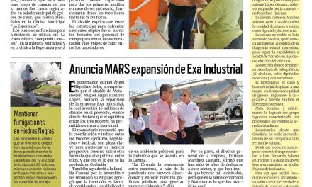 Portada RCG Fronteriza [20 de junio de 2023] Instalan puntos de hidratación; celebran en Acuña a los padres y más…