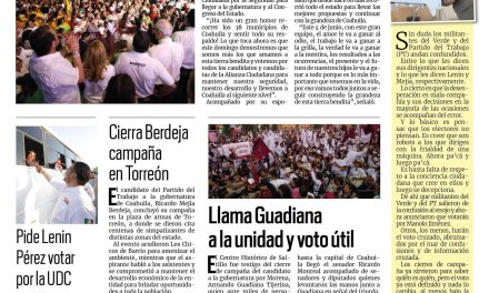 Portada RCG Lagunera [1 de junio de 2023] Vamos a ganar este 4 de junio: Manolo Jiménez; borran grafiti en calles de Torreón y más…