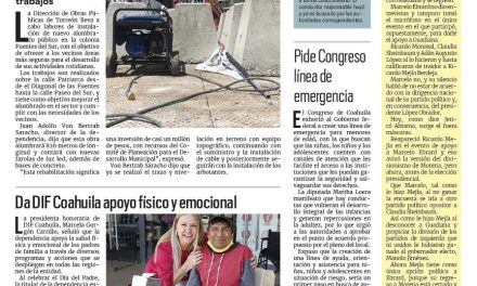 Portada RCG Lagunera [19 de junio de 2023] Instalan nuevo alumbrado público; promueven deportes y cultura entre adultos mayores y más…