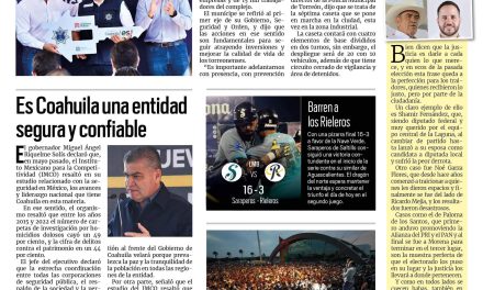 Portada RCG Lagunera [21 de junio de 2023] Inician operaciones en casetas de vigilancia; entregan obra de pavimentación del bulevar El Tajito y más…