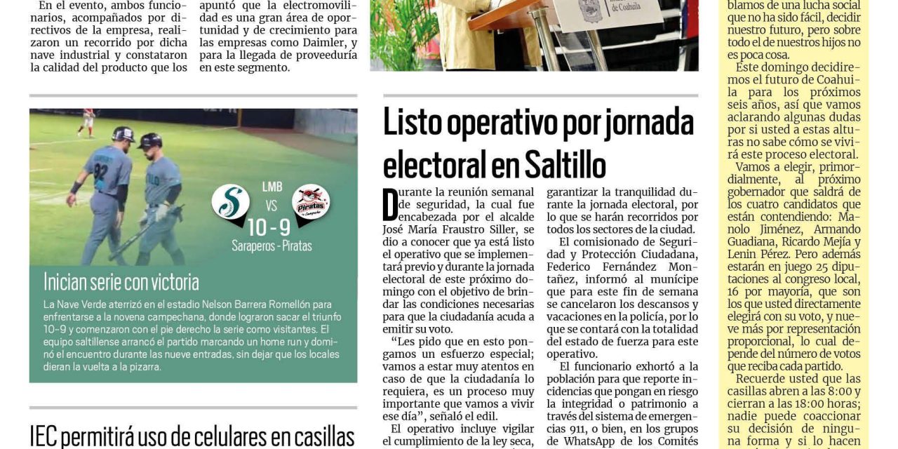 Portada RCG Media [3 de junio de 2023] Visita MARS planta de Daimler Truck Saltillo; Ayuntamiento acata reglamento electoral y más…