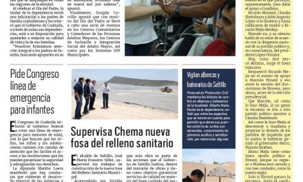 Portada RCG Media [19 de junio de 2023] Da DIF Coahuila apoyo físico y emocional; supervisa Chema Fraustro nueva fosa del relleno sanitario y más…