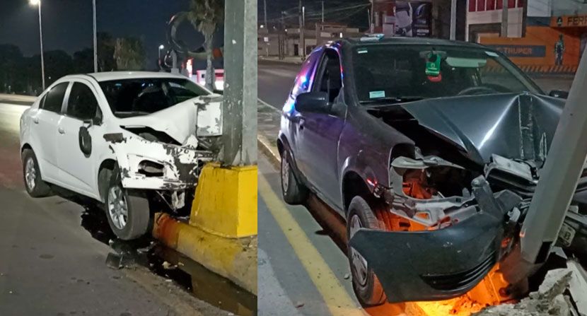 Saltillo: Destrozan sus autos contra una luminaria y un señalamiento