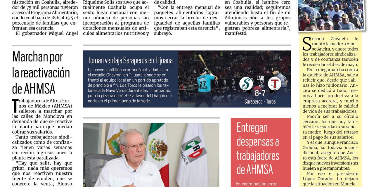 Portada RCG Centro [19 de julio de 2023] A la baja porcentaje de desnutrición en el estado: MARS; concesionan FeriAcero 2023 y más…