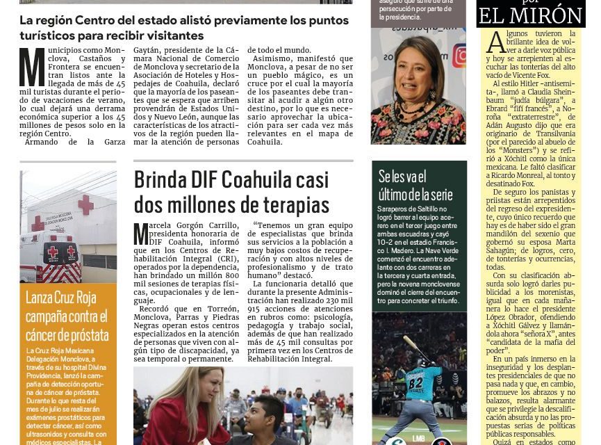 Portada RCG Centro [24 de julio de 2023] Auguran buena derrama económica por temporada vacacional; matan a hombre a puñaladas y más…