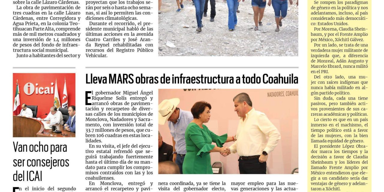 Portada RCG Fronteriza [5 de julio de 2023] Van por 300 cuadras pavimentadas en Acuña; dan inicio a cursos de verano en Acuña y más…