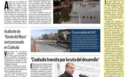 Portada RCG Lagunera [2 de julio de 2023] No se registraron inundaciones en la ciudad; realizan acciones permanentes de mantenimiento y más…