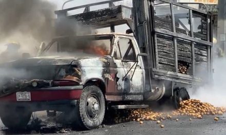 Arde camión cargado de papas en Saltillo