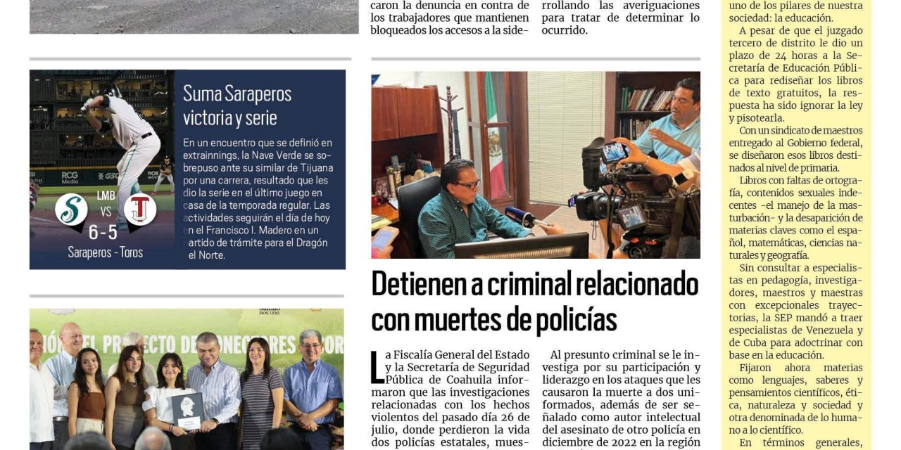 Portada RCG Centro [2 de agosto de 2023] Demanda AHMSA a sus obreros; detenido intenta quitarse la vida y más…