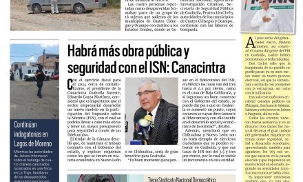 Portada RCG Centro [18 de agosto de 2023] Localizan a tres personas sin vida en Ocampo; declaran improcedente quiebra de AHMSA y más…
