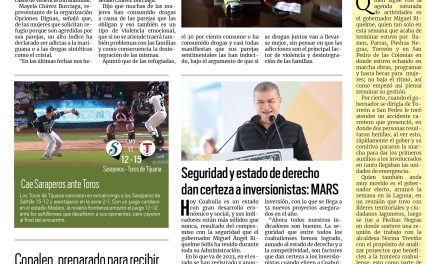 Portada RCG Fronteriza [13 de agosto de 2023] Crecen adicciones entre mujeres víctimas de violencia; Tendrá Acuña competencia de fisicoculturismo y más…