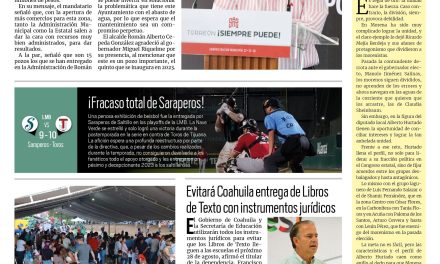 Portada RCG Media [15 de agosto de 2023] Invierte Coahuila 5.2 mdp en infraestructura hidráulica; respalda Chema Fraustro a jóvenes emprendedores y más…