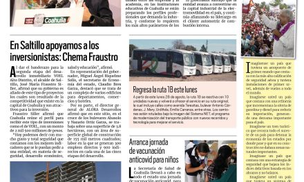 Portada RCG Media [27 de agosto de 2023] Coahuila es el estado fuerte de México: MARS; En Saltillo apoyamos a los inversionistas: Chema Fraustro y más…