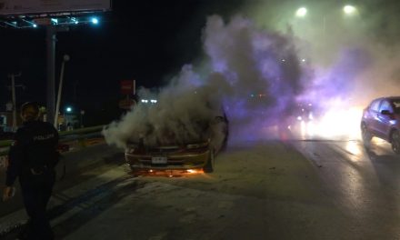 Arde camioneta en pleno V. Carranza