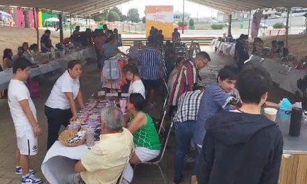 Emprendedores ofrecen al público sus productos y servicios durante la primera edición del Mercado Joven