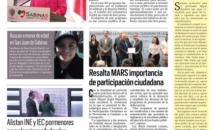 Portada RCG Carbonífera [8 de septiembre de 2023] Ofrece Gobierno de Sabinas testamento a bajo costo; todo listo para recibir a cabalgata y más…