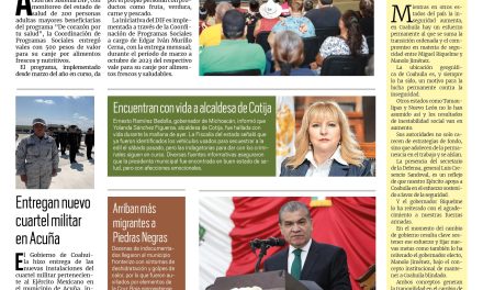 Portada RCG Fronteriza [27 de septiembre de 2023] Entrega DIF Acuña apoyo a adultos mayores; DIF Acuña ofrece conferencia sobre el autismo y más…
