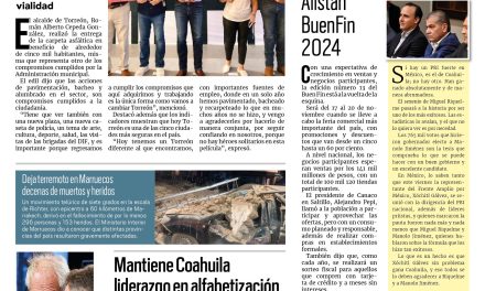 Portada RCG Lagunera [9 de septiembre de 2023] Alcalde entrega obra de pavimentación en colonia Felipe Ángeles; Definen estancia de comerciantes en el Grito de Independencia y más…