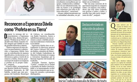 Portada RCG Media [1 de septiembre de 2023] ‘Estabilidad del Magisterio en Coahuila es ejemplo nacional’; reconocen a Esperanza Dávila como ‘Profeta en su Tierra’ y más…