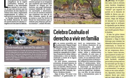 Portada RCG Carbonífera [29 de octubre de 2023] Piden combatir la caza furtiva en la región Carbonífera; Estudiantes alistan homenaje a mineros caídos en Sabinas y más…