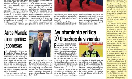 Portada RCG Media [18 de octubre de 2023] Destaca Coahuila por indicadores positivos: MARS; Ayuntamiento edifica 270 techos de vivienda y más…